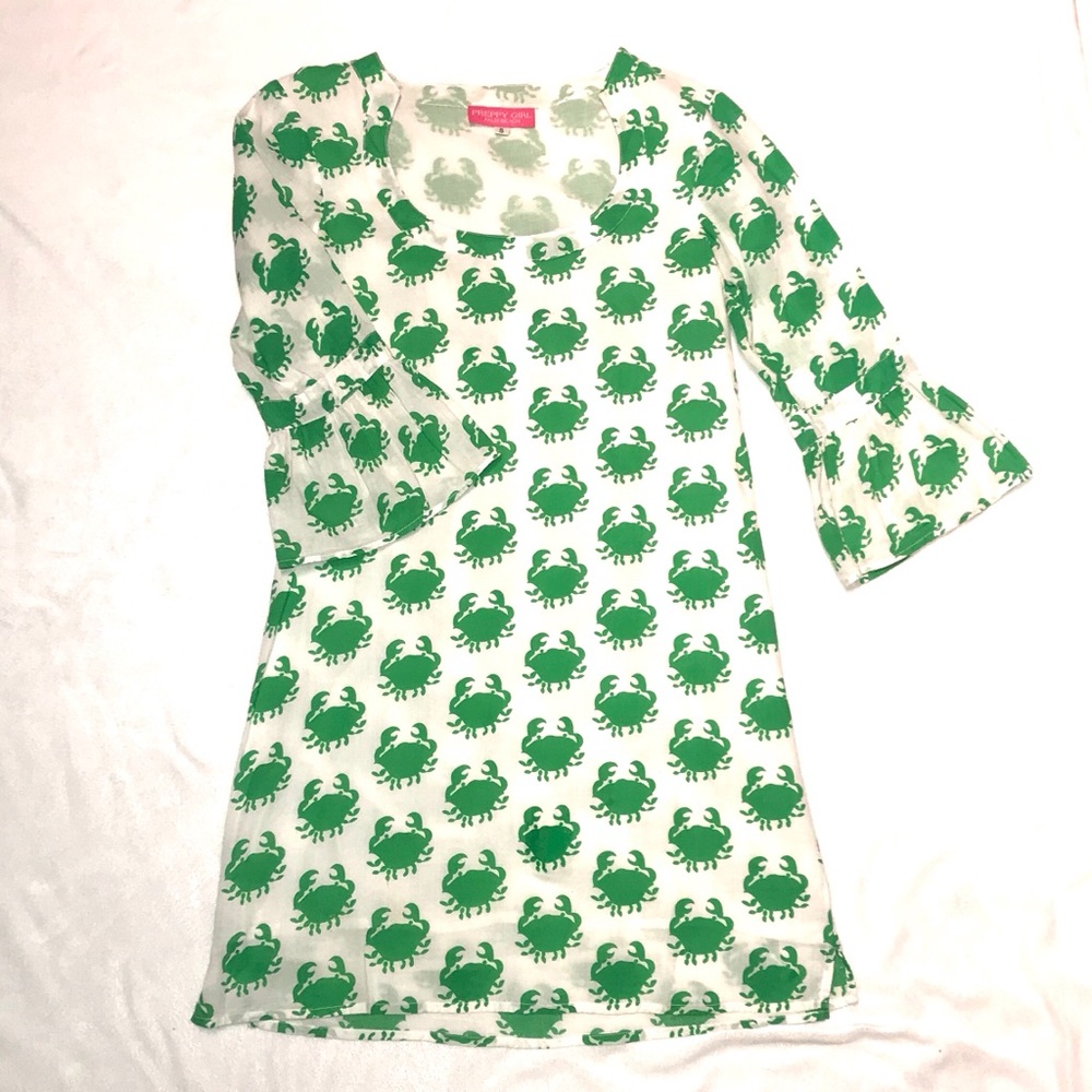 Preppy Girl Palm Beach Green Dress Crabby Small